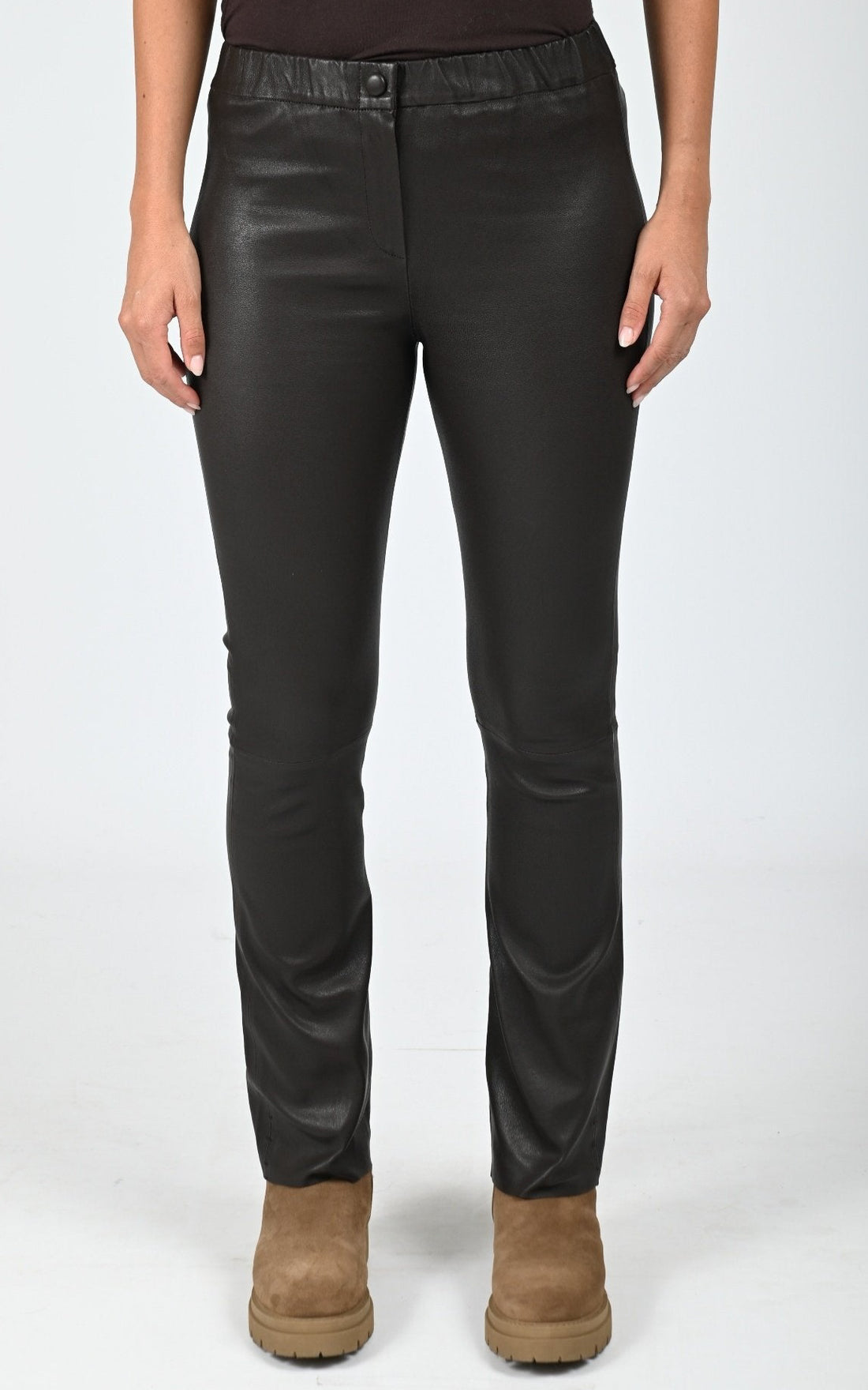 Pantalon cuir stretch Freya chocolat