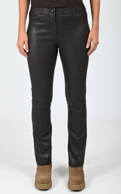 Pantalon cuir stretch Freya chocolat