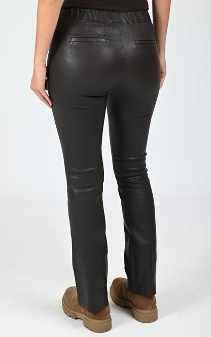 Pantalon cuir stretch Freya chocolat