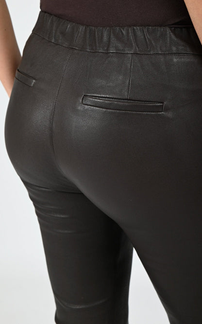 Pantalon cuir stretch Freya chocolat