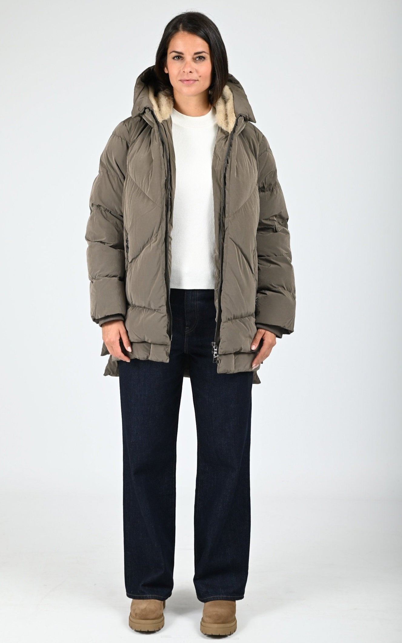 Doudoune oversize Frost taupe