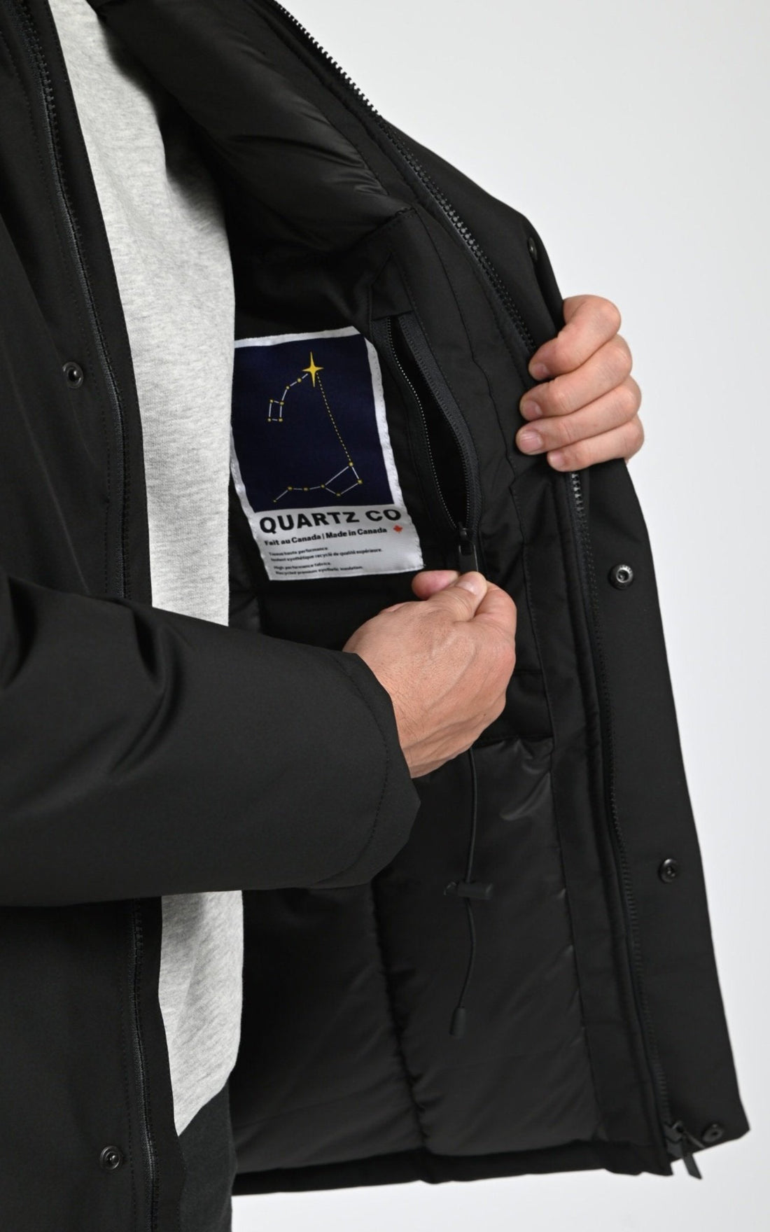 Parka Textile Homme Quartz, modèle Gaspe 35215f de couleur black