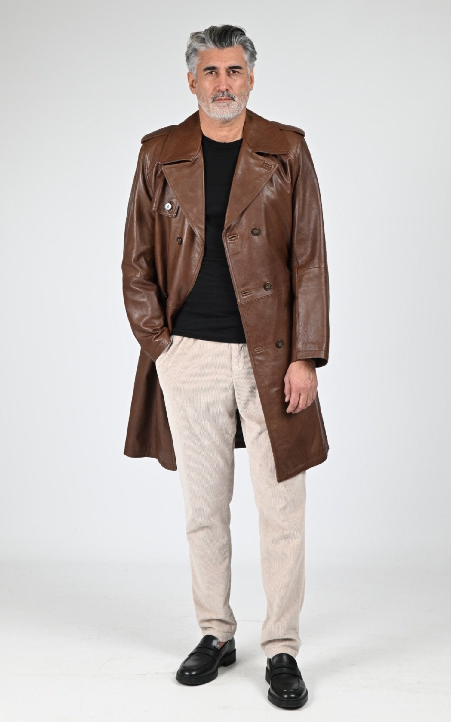 A &quot;GEORGES&quot; Noir La Canadienne Manteau Homme closed photo 2