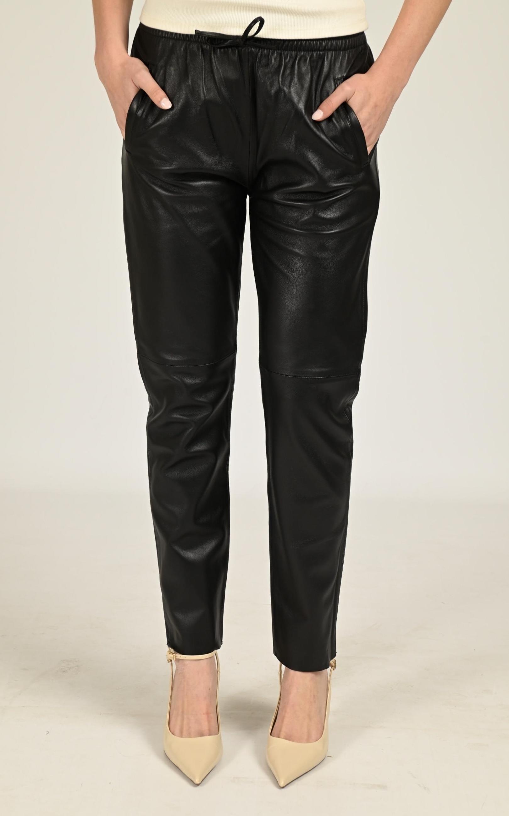Pantalon Cuir Femme Oakwood, modèle Gift 63641 de couleur noir