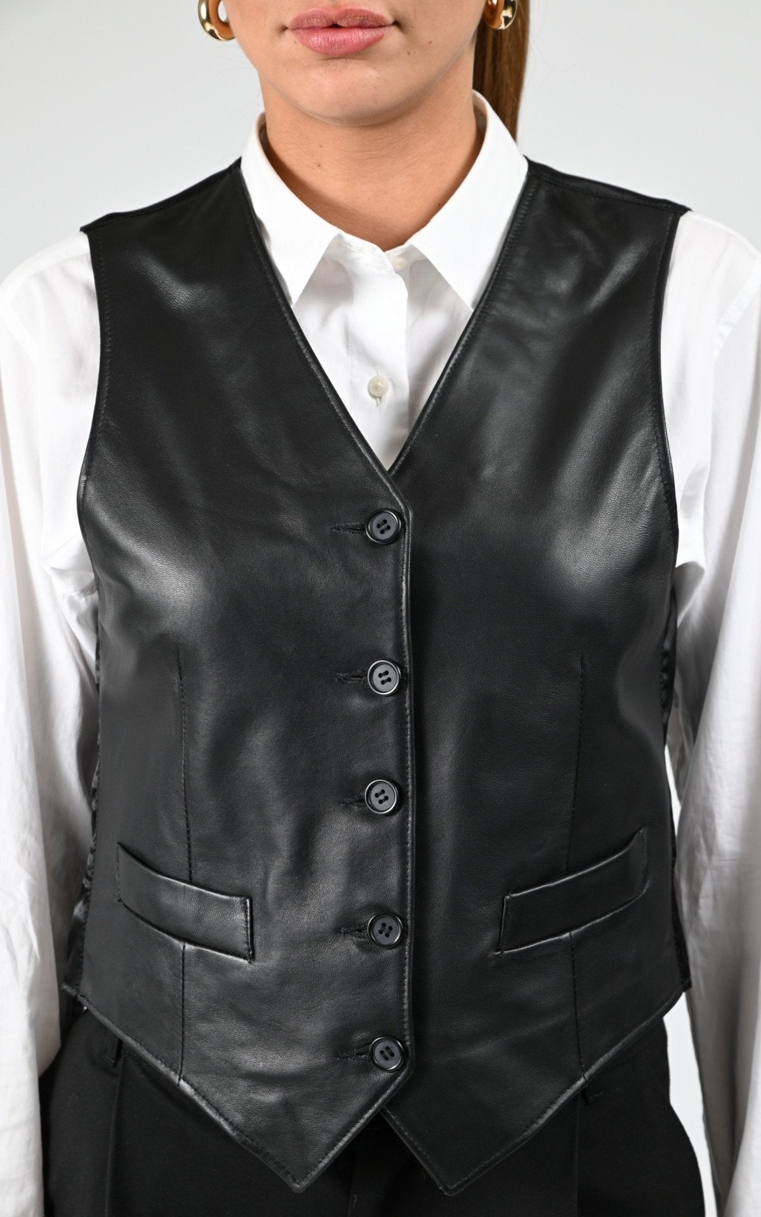 Gilet Cuir Femme La Canadienne, modèle Gilet de couleur marron 5