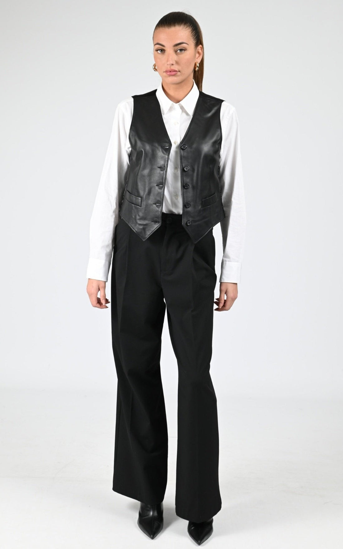 Gilet Cuir Femme La Canadienne, modèle Gilet de couleur marron