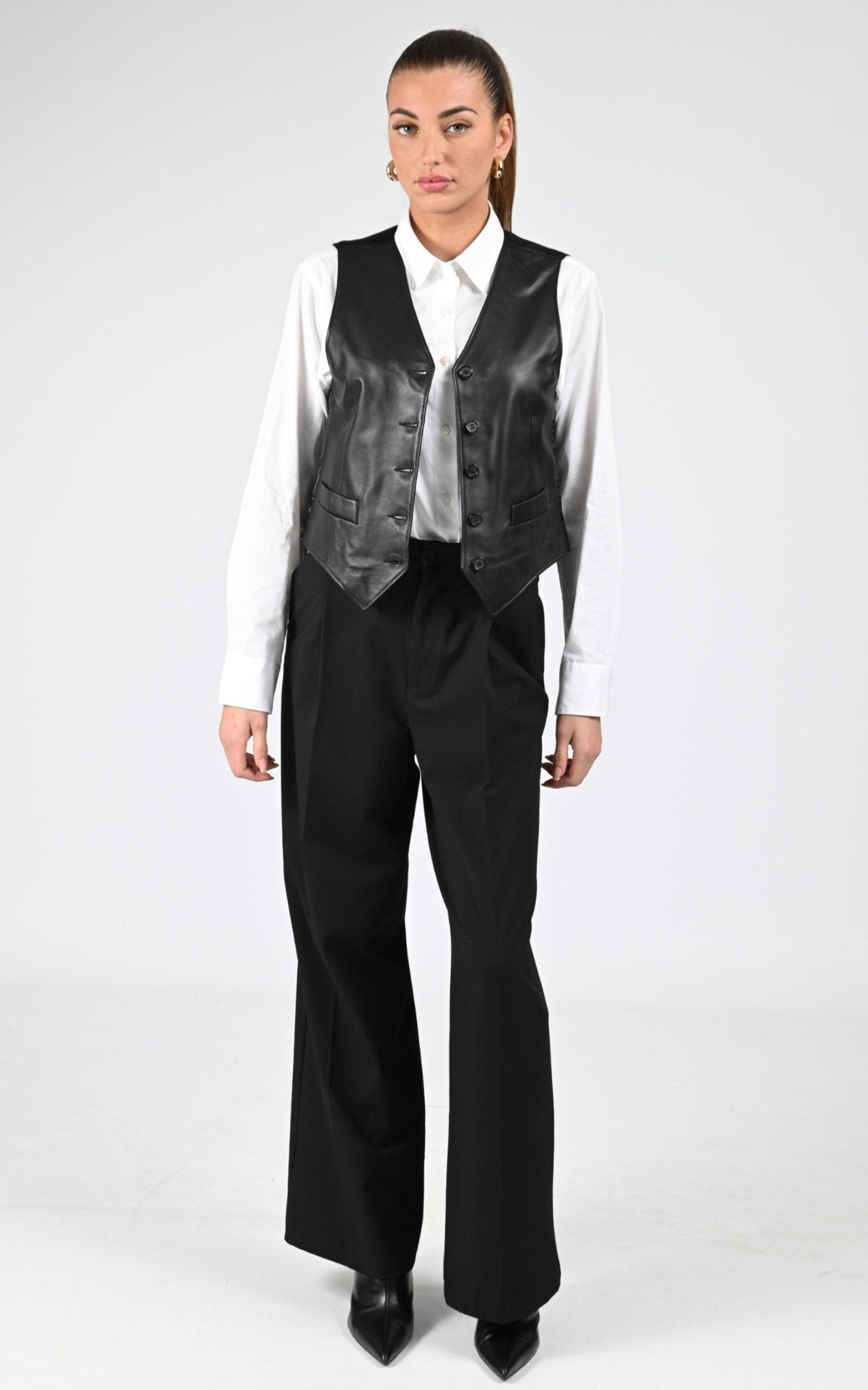 Gilet Cuir Femme La Canadienne, modèle Gilet de couleur marron