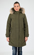 Parka Textile Femme Woolrich, modèle Grace fur pka ou2044 de couleur dark green
