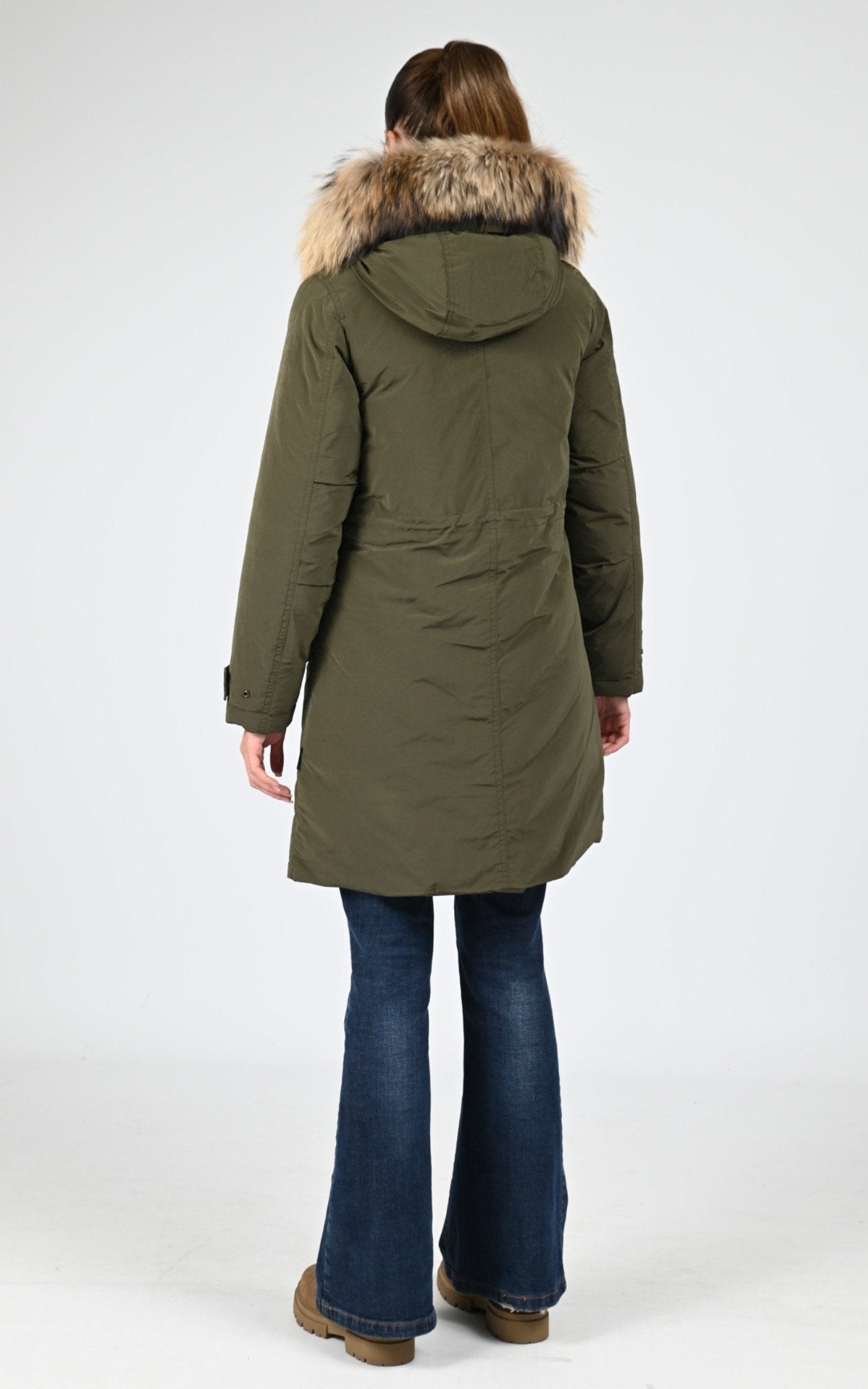 Parka Textile Femme Woolrich, modèle Grace fur pka ou2044 de couleur dark green 4