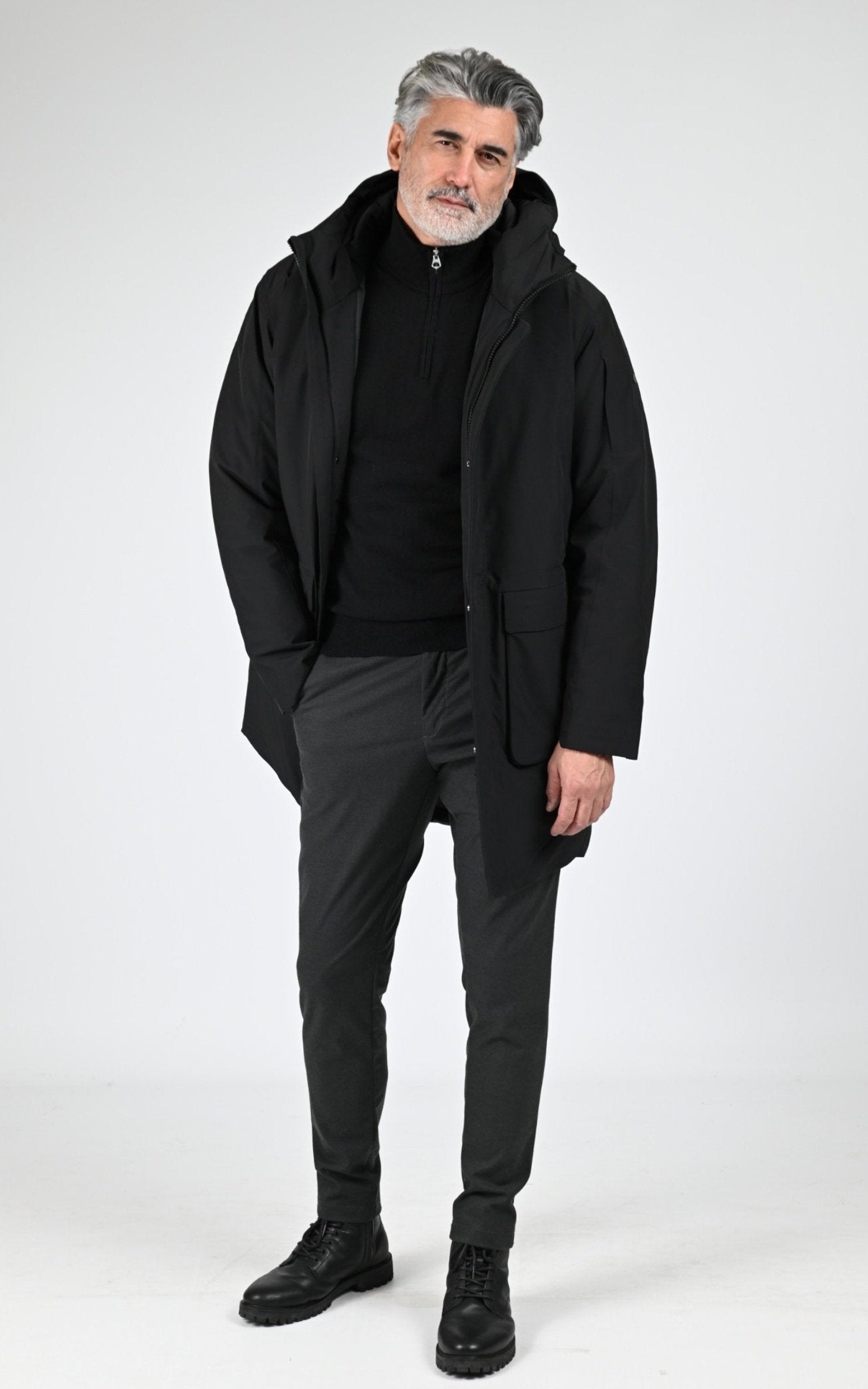 Parka Textile Homme Scandinavian Edition, modèle Guard ii de couleur onyx