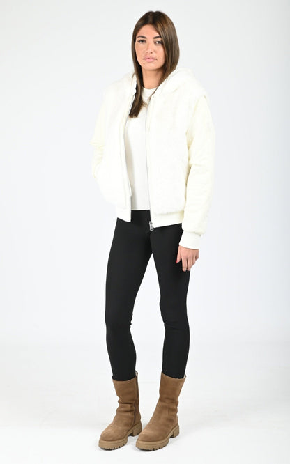 Gilet Textile Femme Mackage, modèle Gwendal de couleur cream