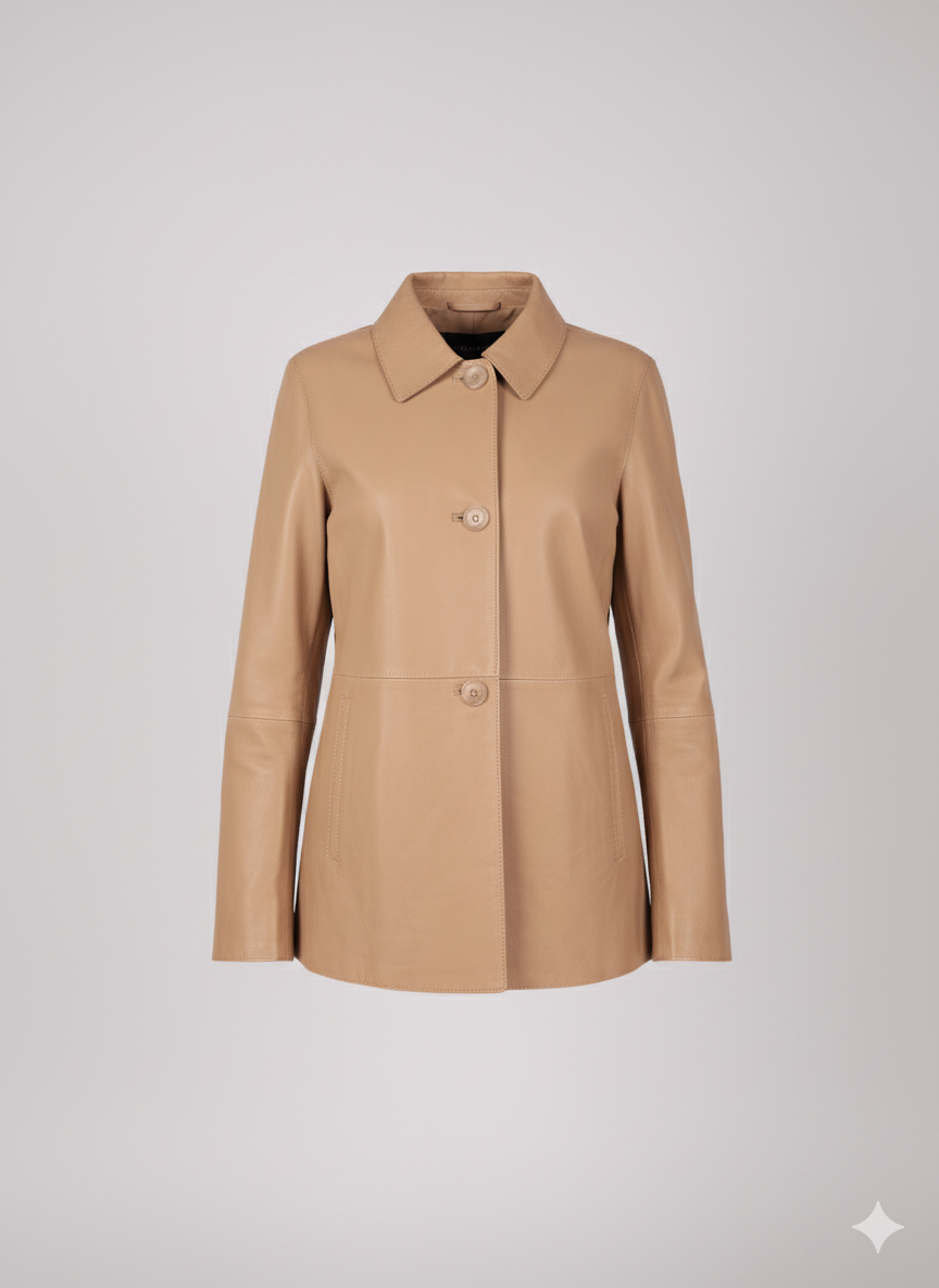 Solana, 68 cm. - Collar Lamb Dior Bonded Leather-Women Cafe Latte 2
