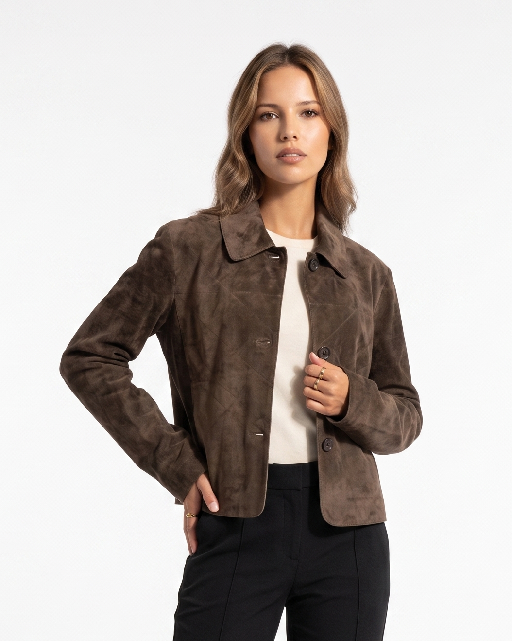 Vida, 53 cm. Goat Suede Leather - Women Olive 1