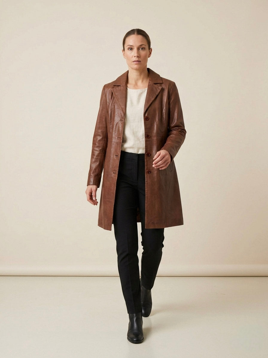 Erika Lamb Malli Leather - Women Copper Brown