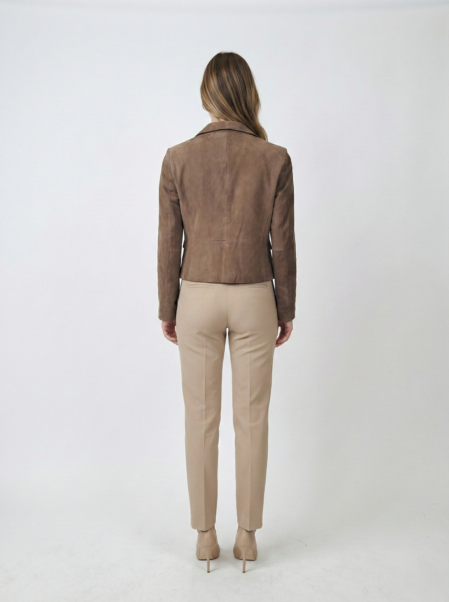 Ingria Blazer, 50 cm. Goat Suede Leather - Women Dark Green 2