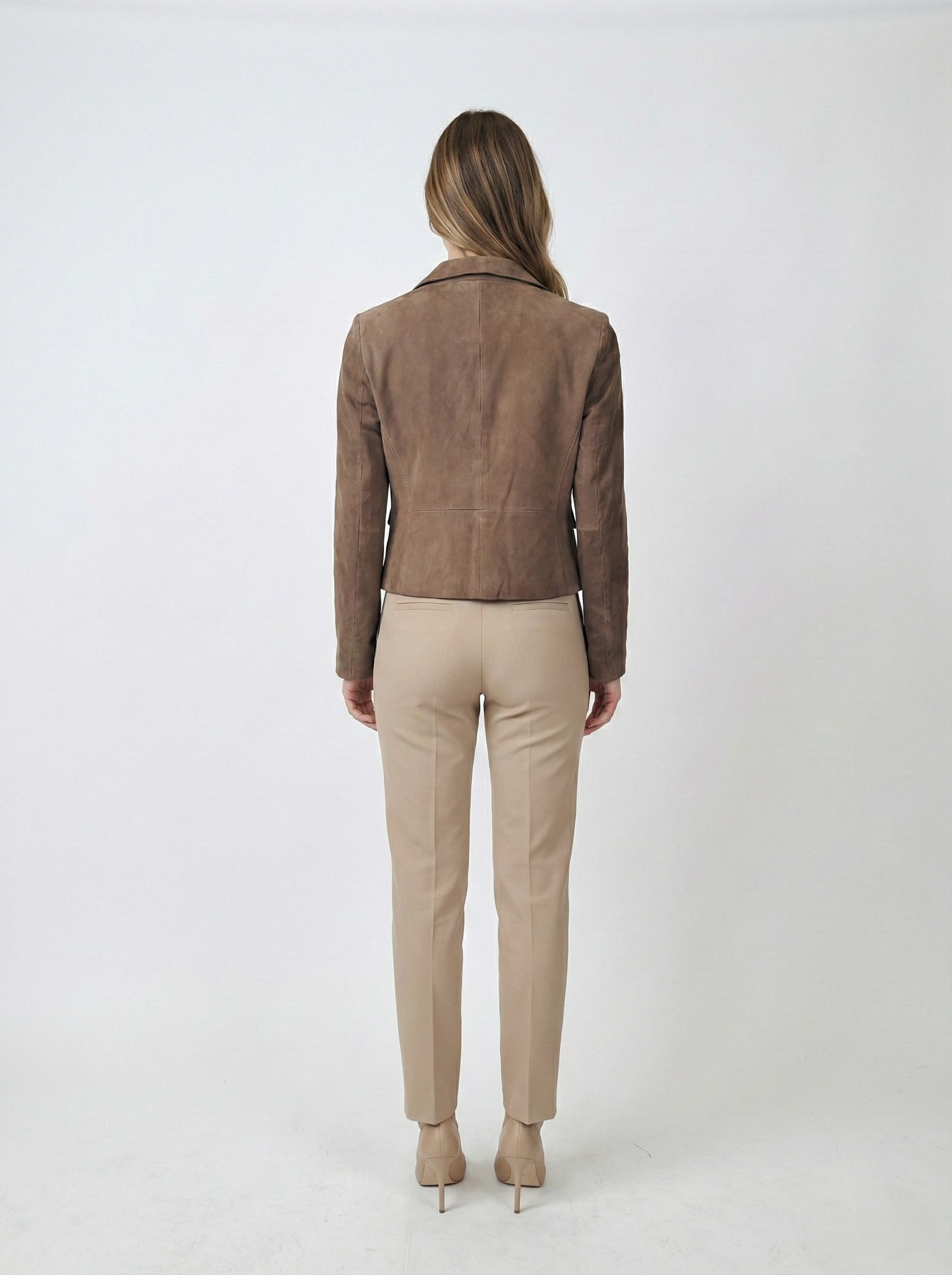 Ingria Blazer, 50 cm. Goat Suede Leather - Women Dark Green