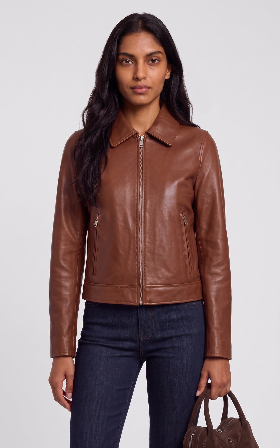 Blouson cuir Laly cognac