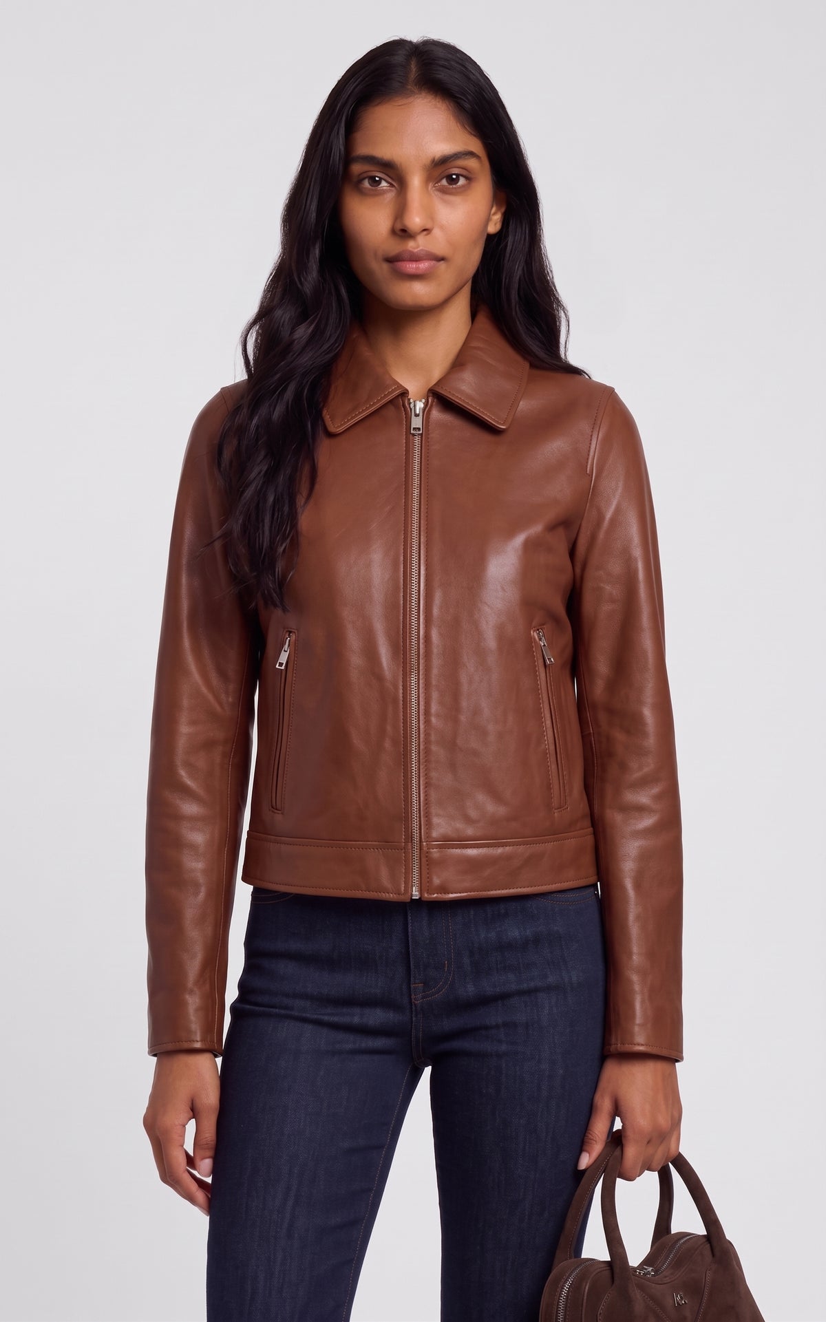Blouson cuir Laly cognac