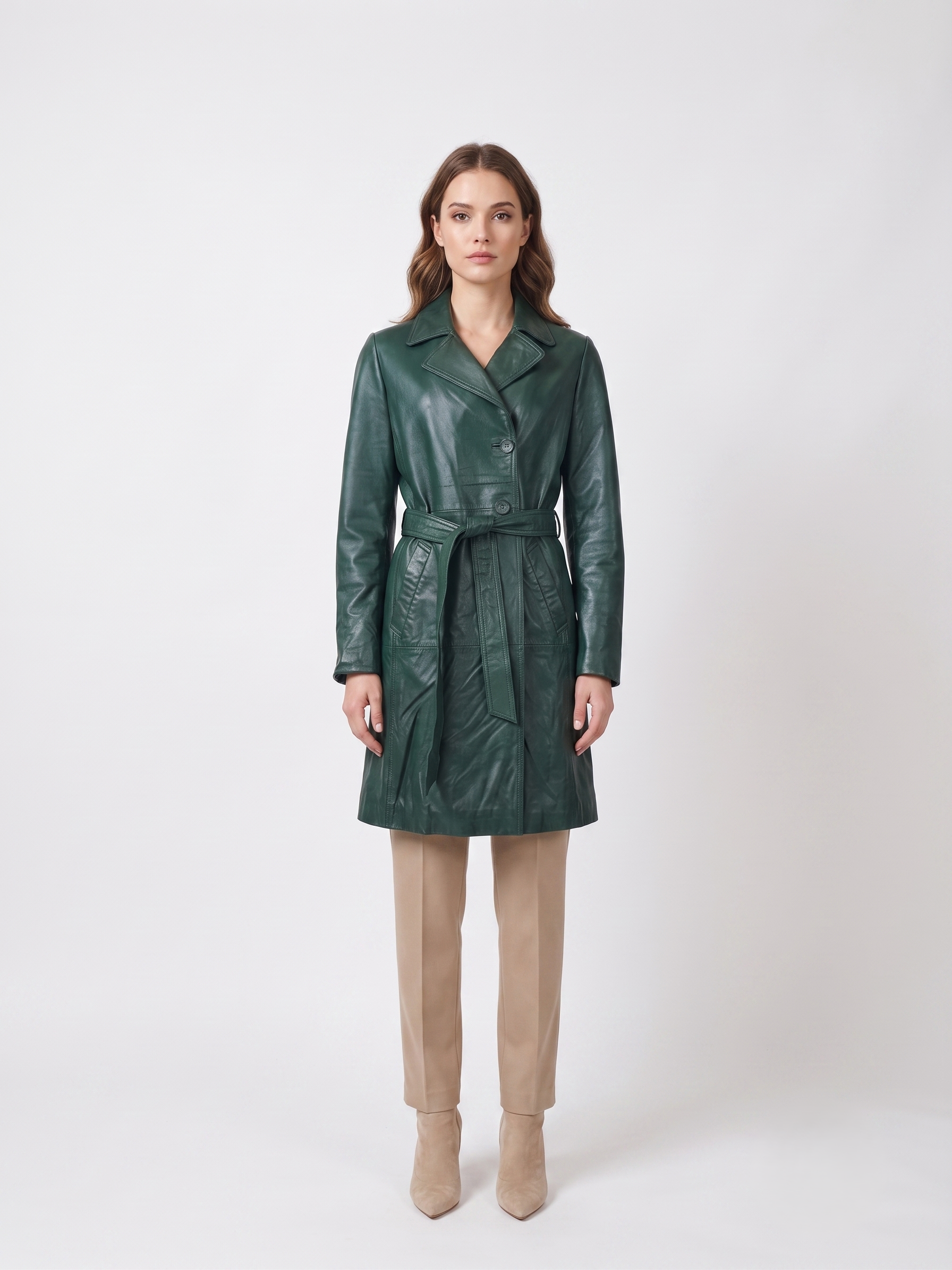 Arlise, 95 cm. Lamb Malli Leather - Women Copper Green