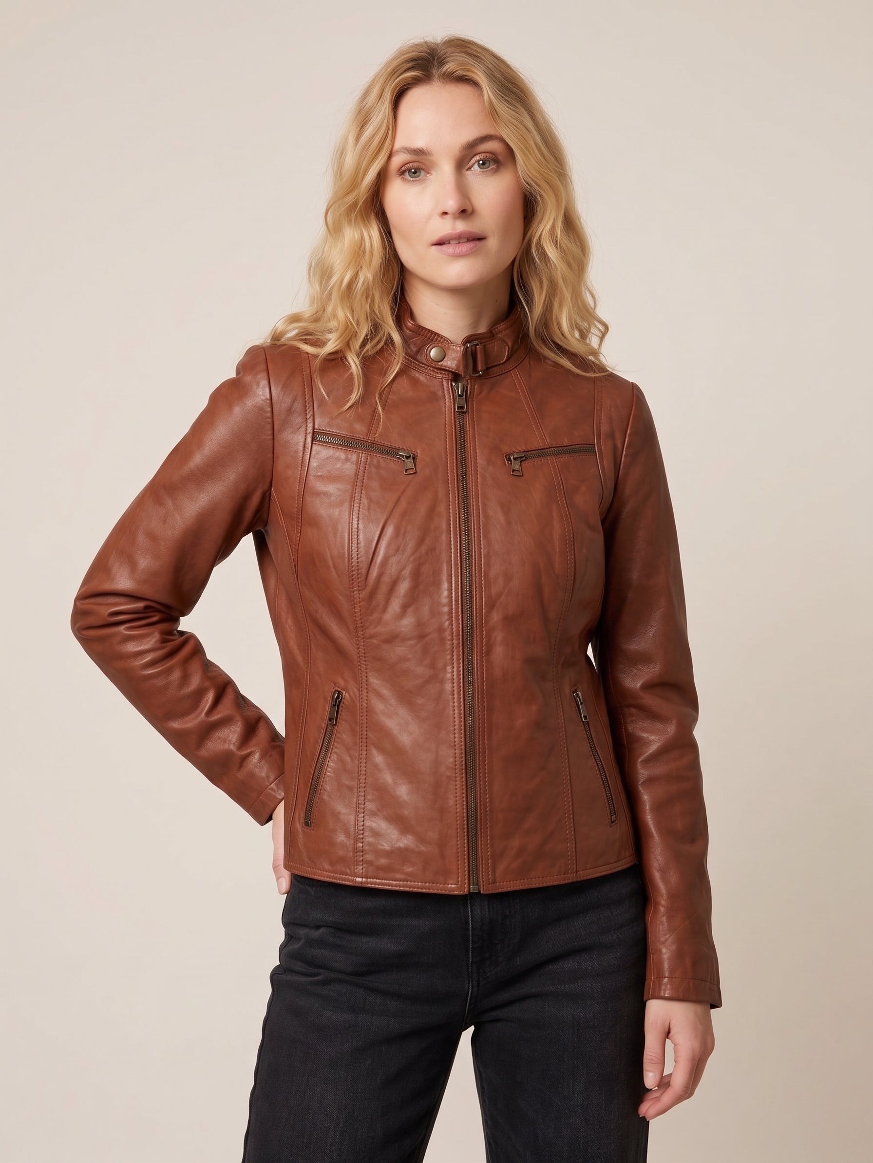 Merry Lamb Polish Nappa Leather Dark Tan