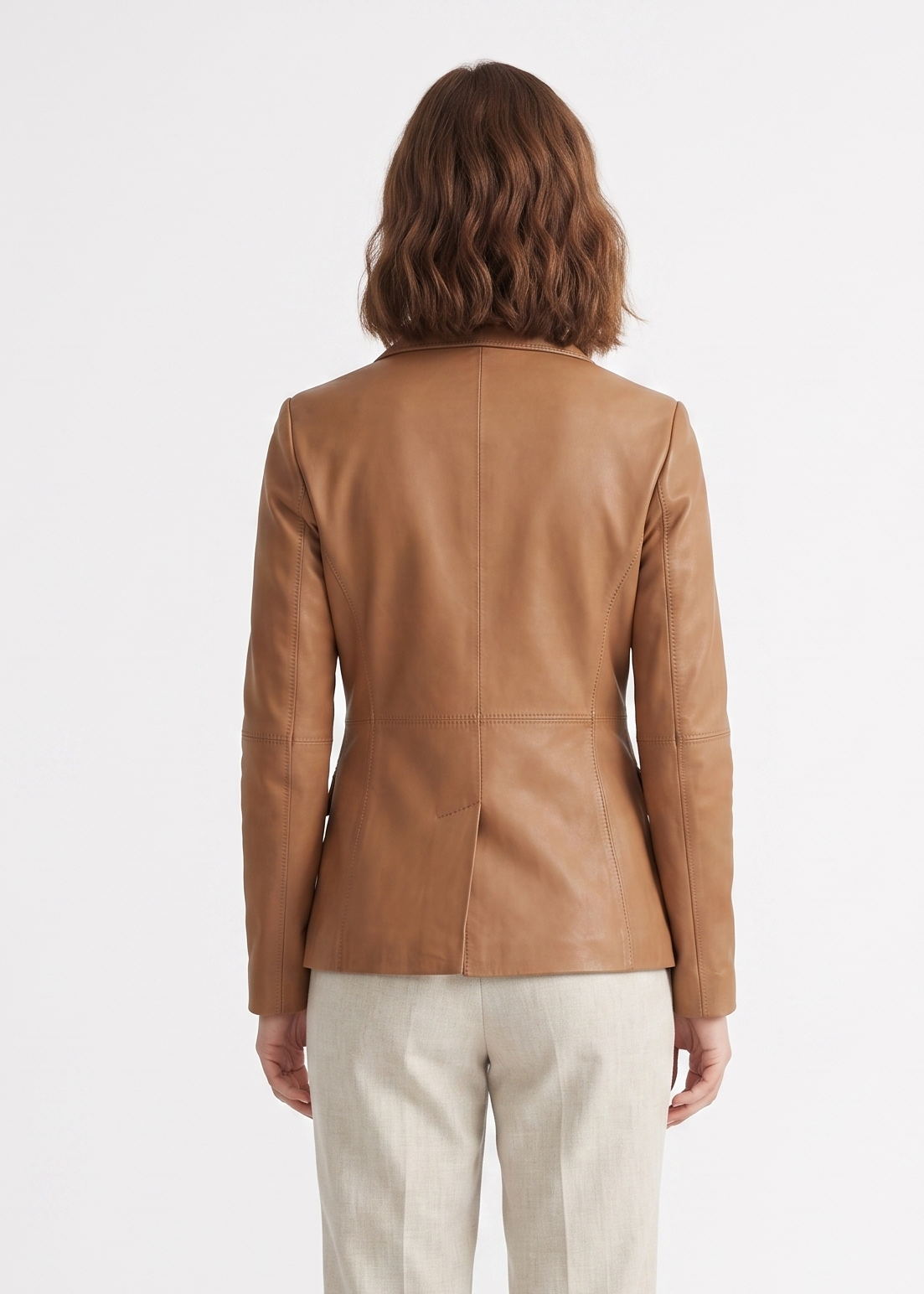 Nina Blazer Lamb Dior Bonded Leather-Women Caramel