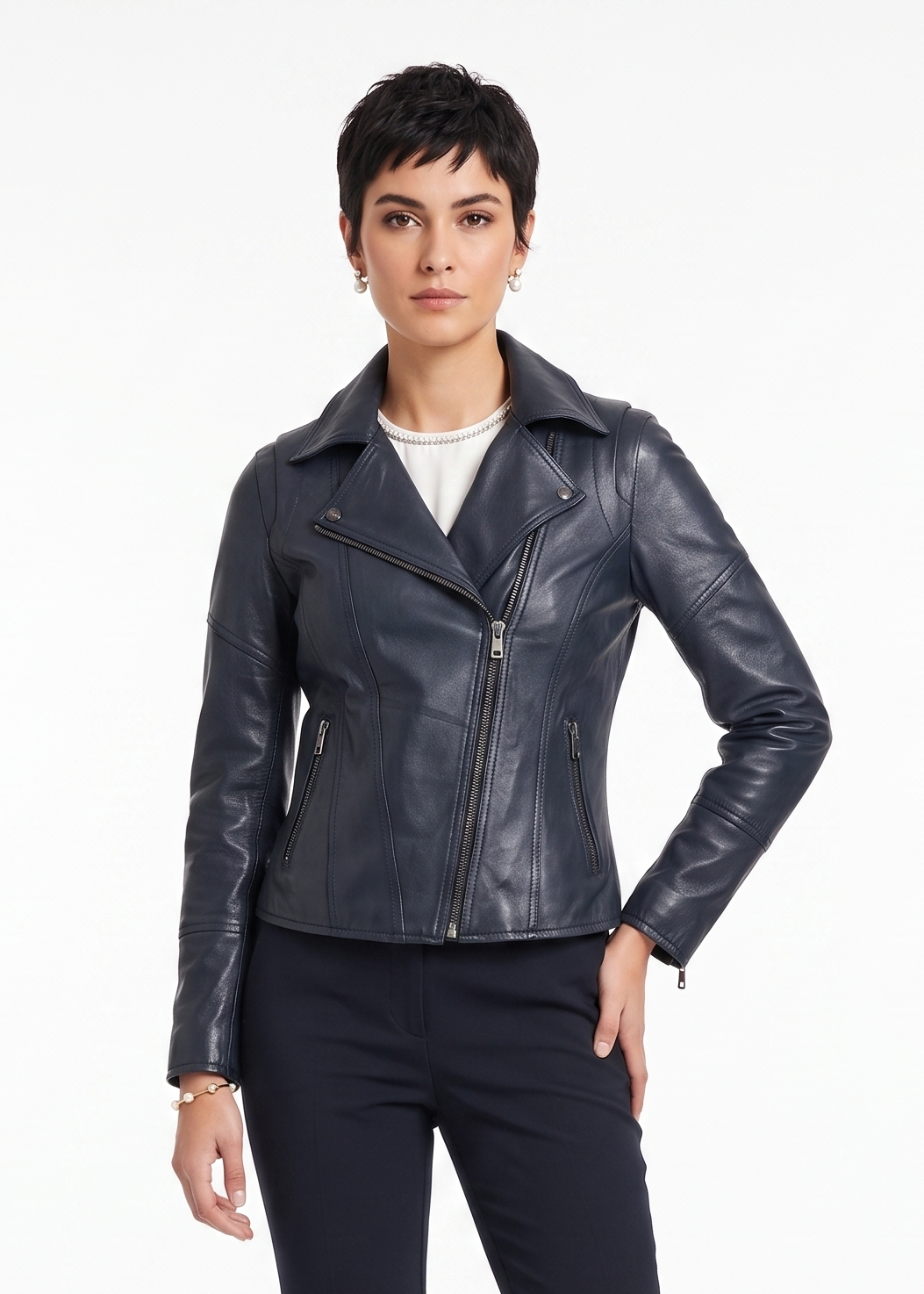 Amina Lamb Thick Dace Leather -Women Black 1