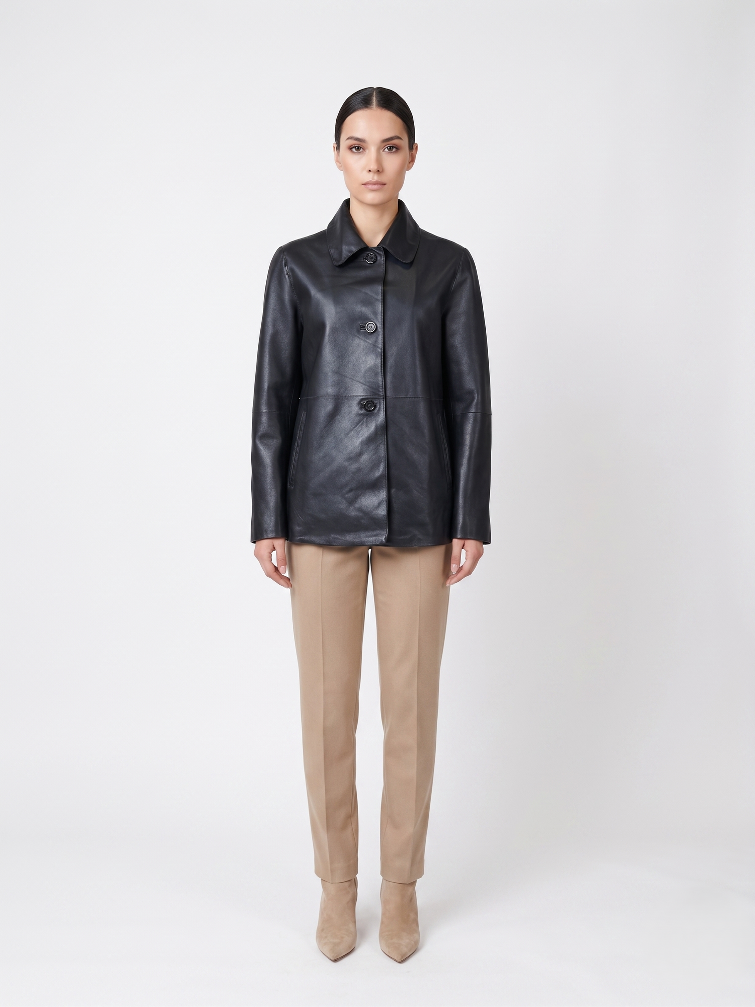 Solana, 68 cm. - Collar Lamb Dior Bonded Leather-Women Black 1