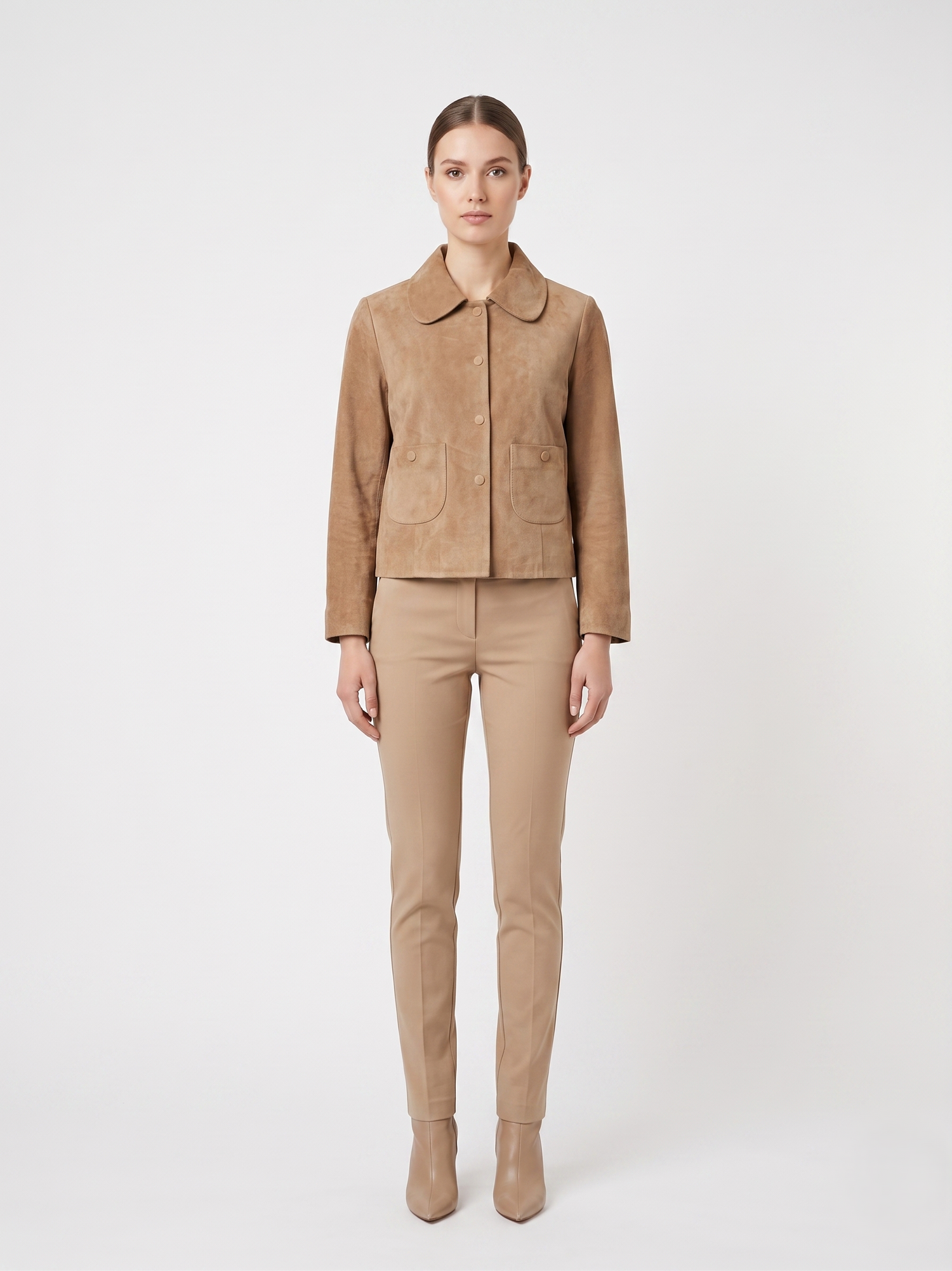 Mali, 54 cm. - Collar Goat Suede - Women Taupe 1