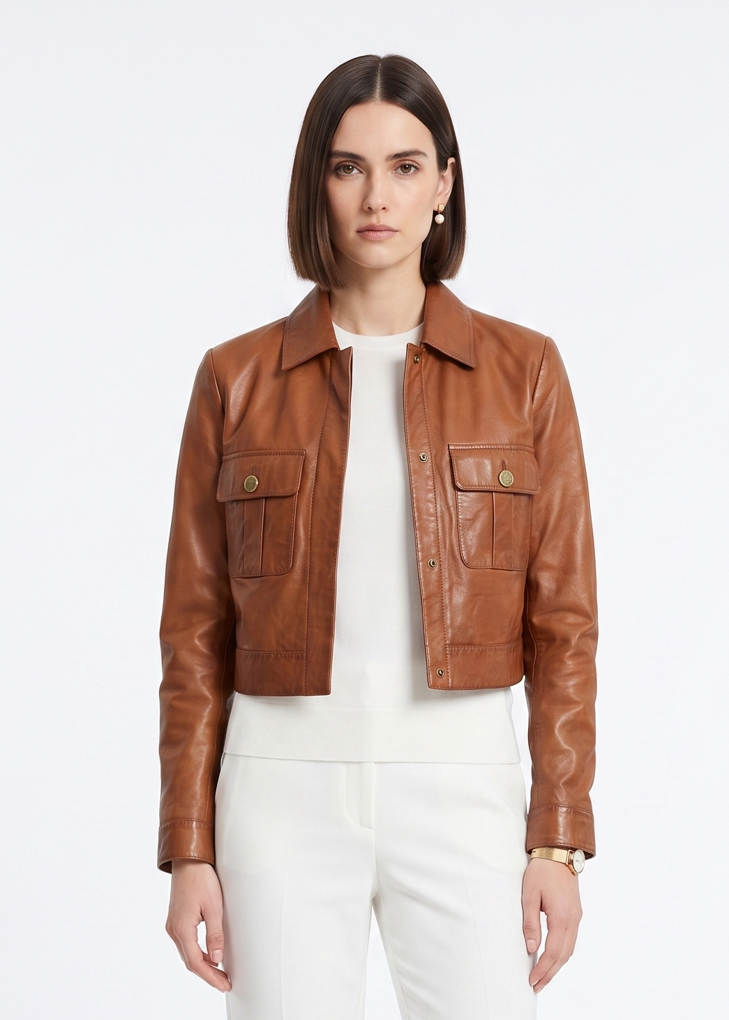 Cynthia, 45 cm. Lamb Malli Leather - Women Dark Tan 1