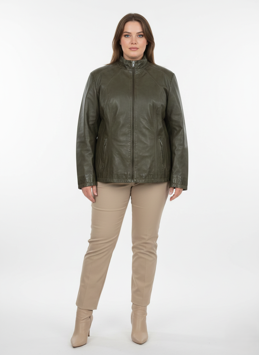 Sille XL, 70 cm. Lamb Polish Nappa Leather -Man Olive 1
