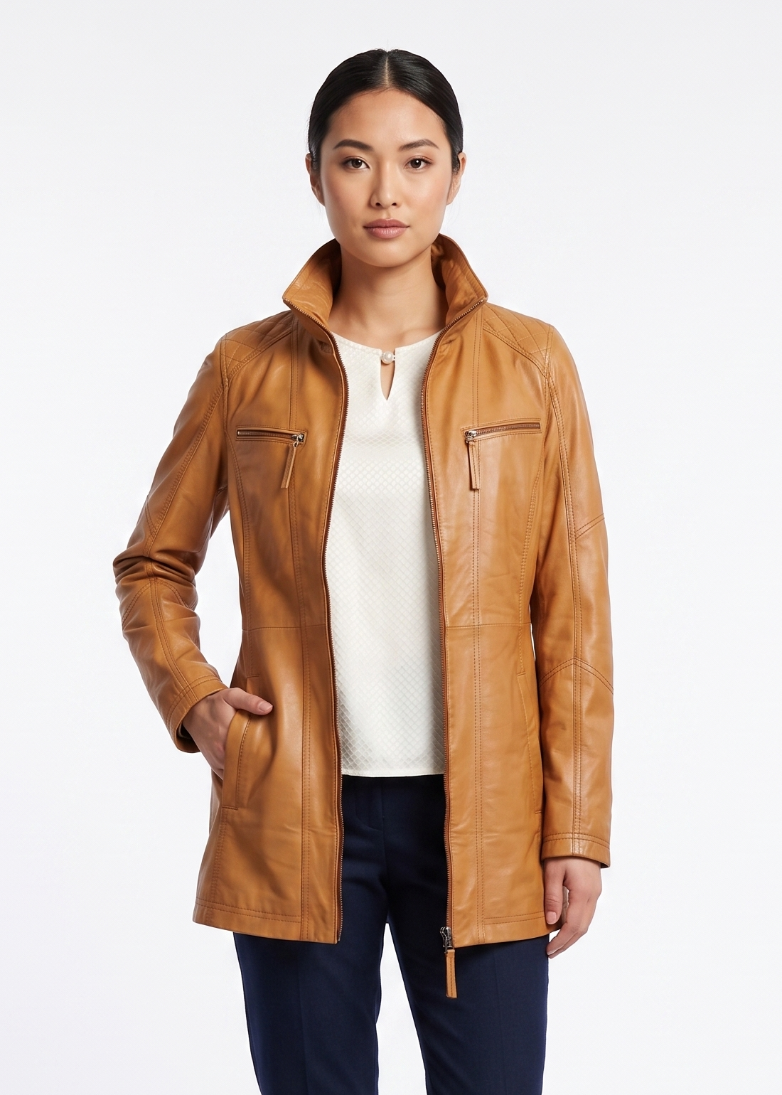 New Alaine Lamb Malli Leather - Women Cognac 1