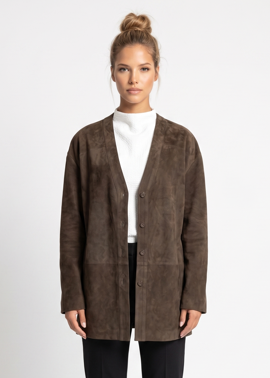 Filza, 75 cm. Goat Suede Leather - Women Olive 2