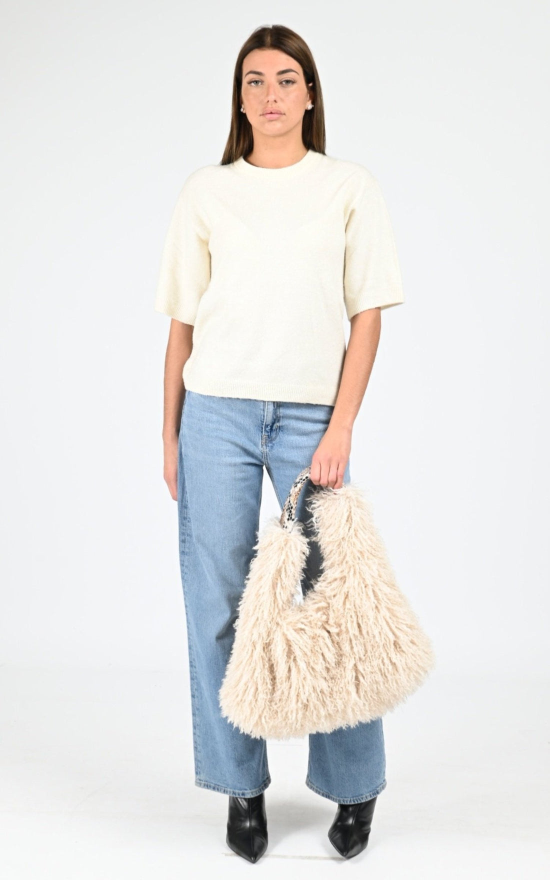 Sac fausse fourrure Heart Snake beige