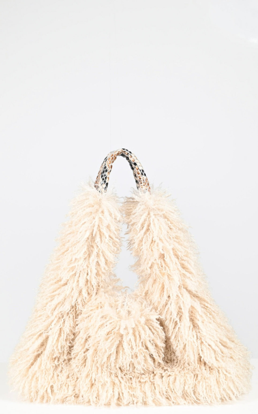 Sac fausse fourrure Heart Snake beige