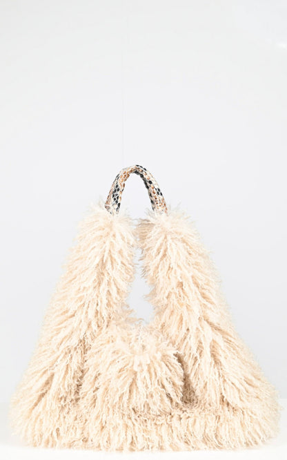 Sac fausse fourrure Heart Snake beige