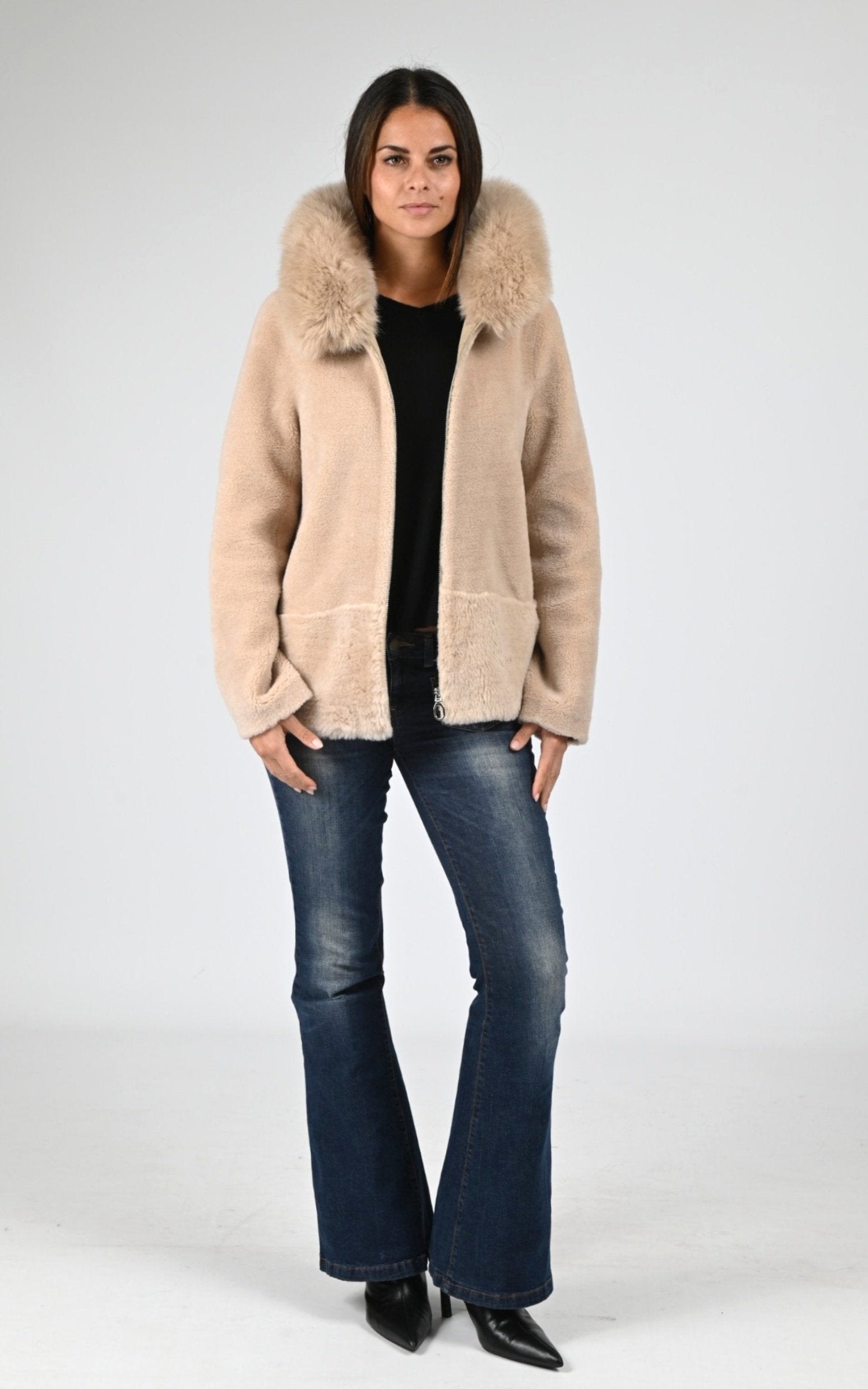 Veste Textile Femme Levinsky, modèle Ilda fox de couleur light camel 2