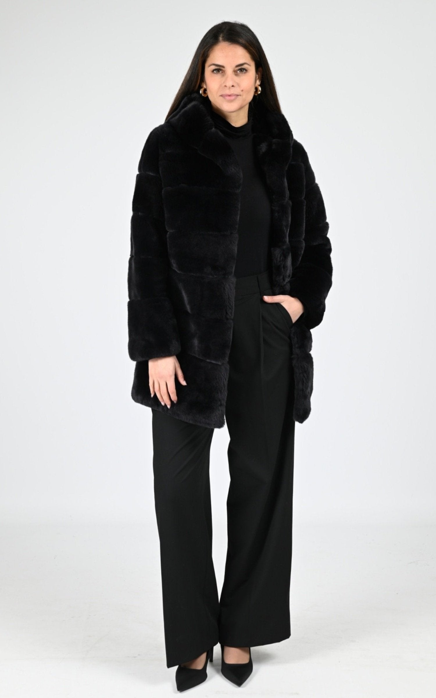 3/4 Fourrure Femme Levinsky, modèle Imelda de couleur charcoal a11