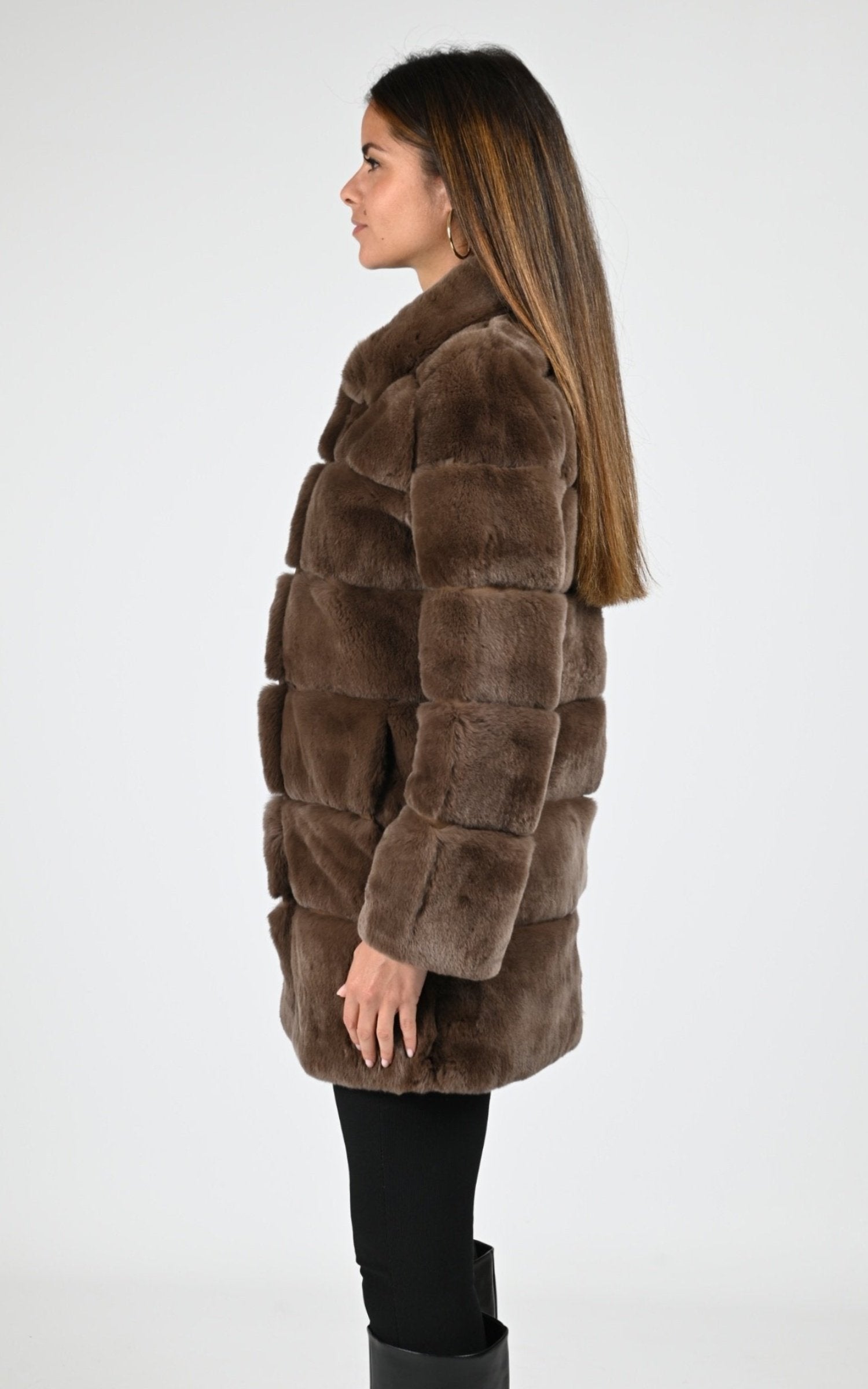 3/4 Fourrure Femme Levinsky, modèle Imelda de couleur caffe latte 24 3