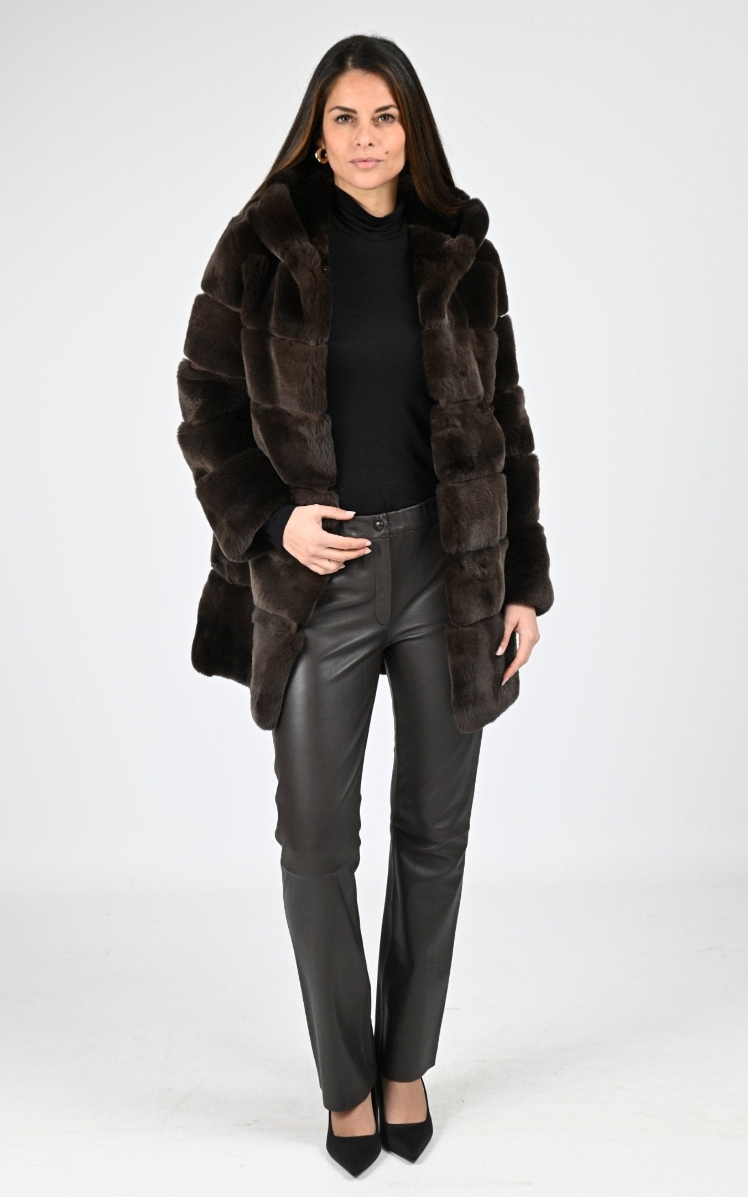 3/4 Fourrure Femme Levinsky, modèle Imelda de couleur mahogany