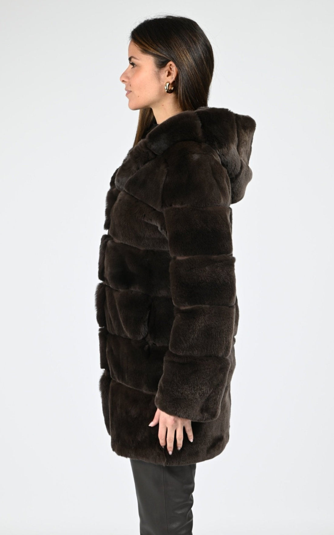 3/4 Fourrure Femme Levinsky, modèle Imelda de couleur mahogany