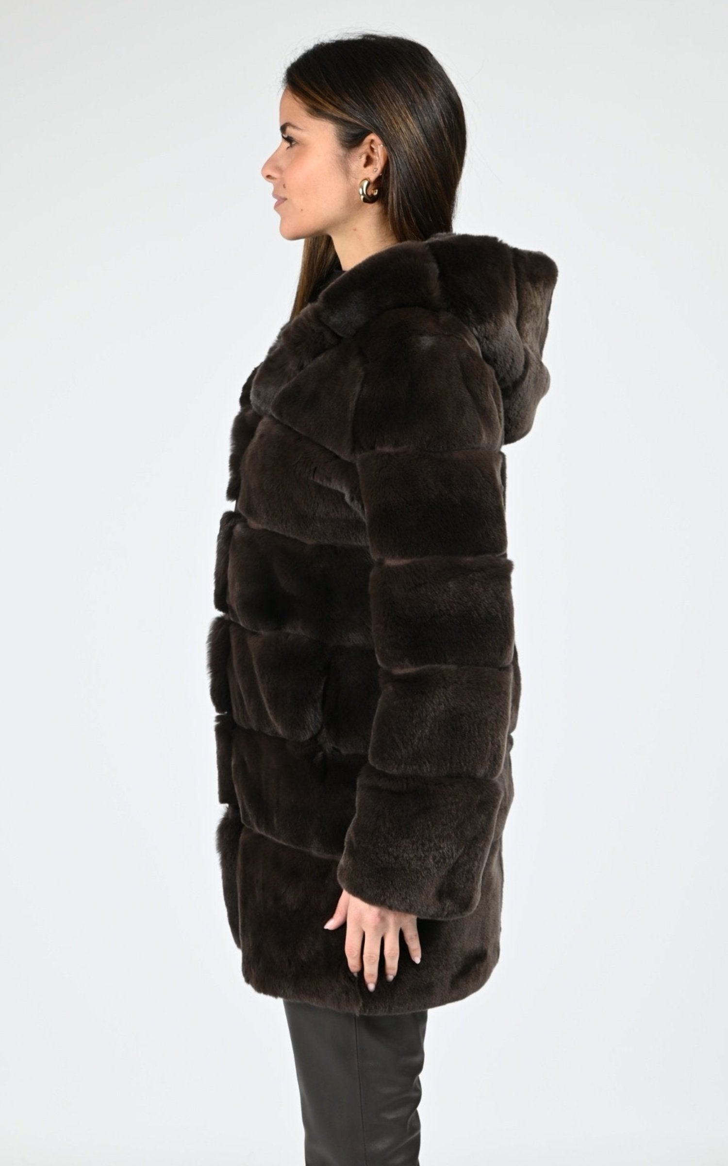 3/4 Fourrure Femme Levinsky, modèle Imelda de couleur mahogany