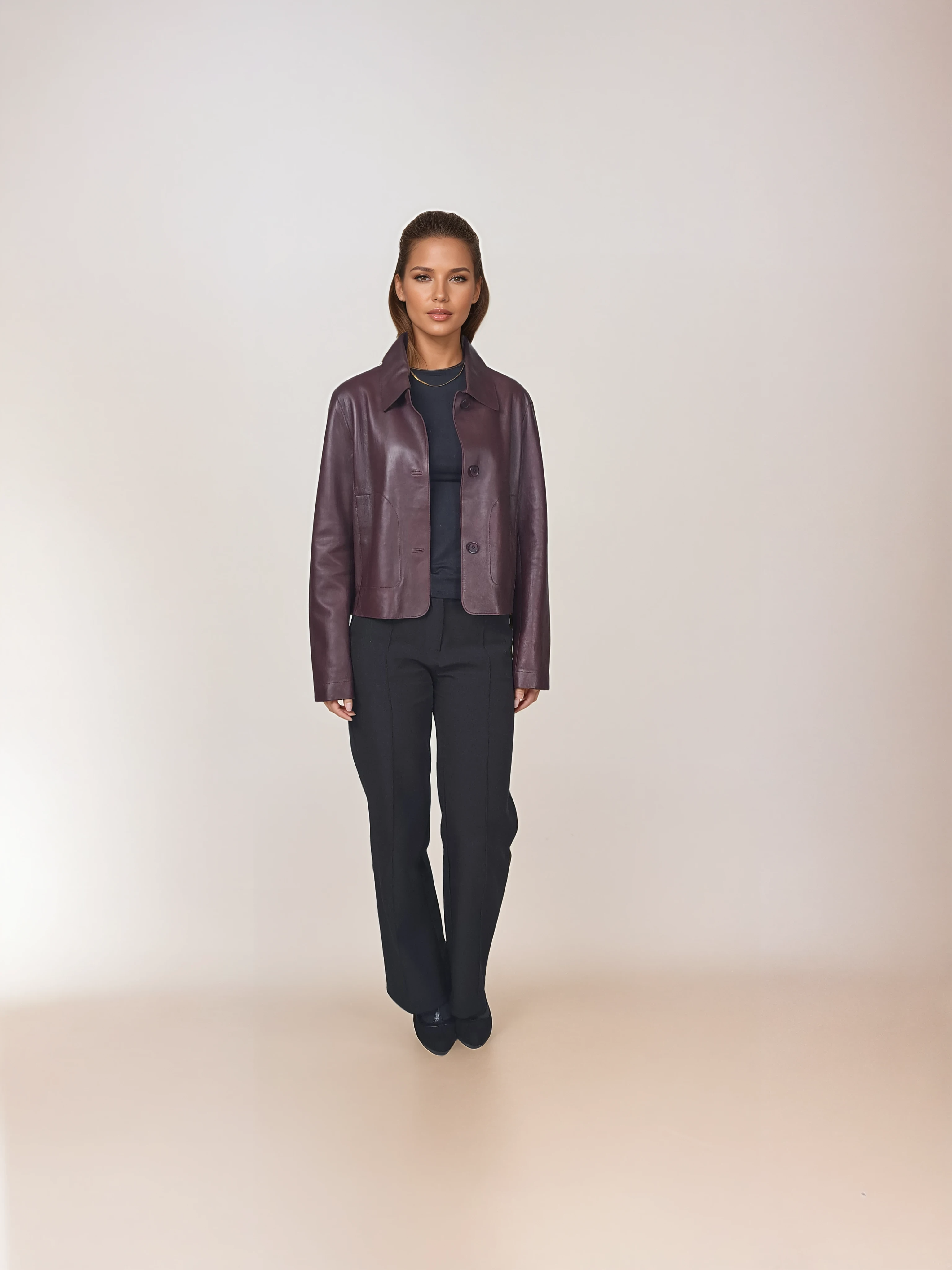 Cana, 52 cm. Lamb Dior Bonded Leather-Women Bordeaux