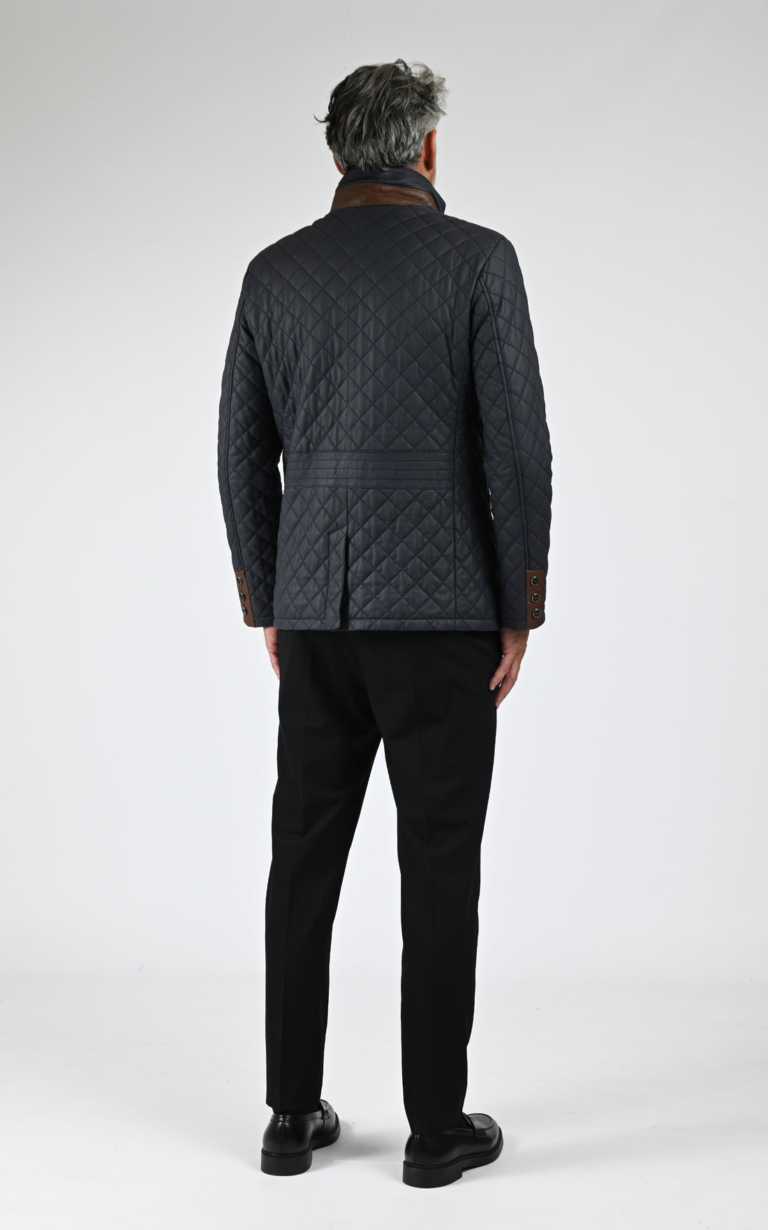 Veste cuir matelassé bleu