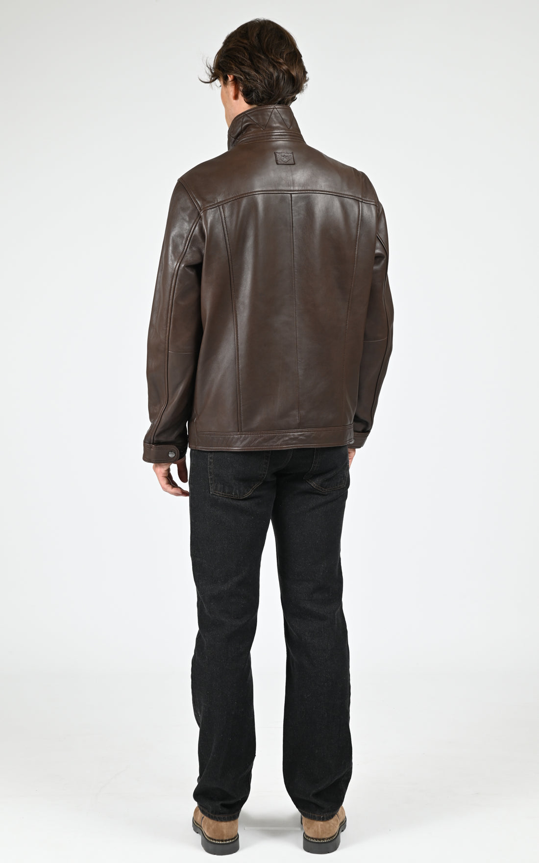 Blouson col montant cuir d&