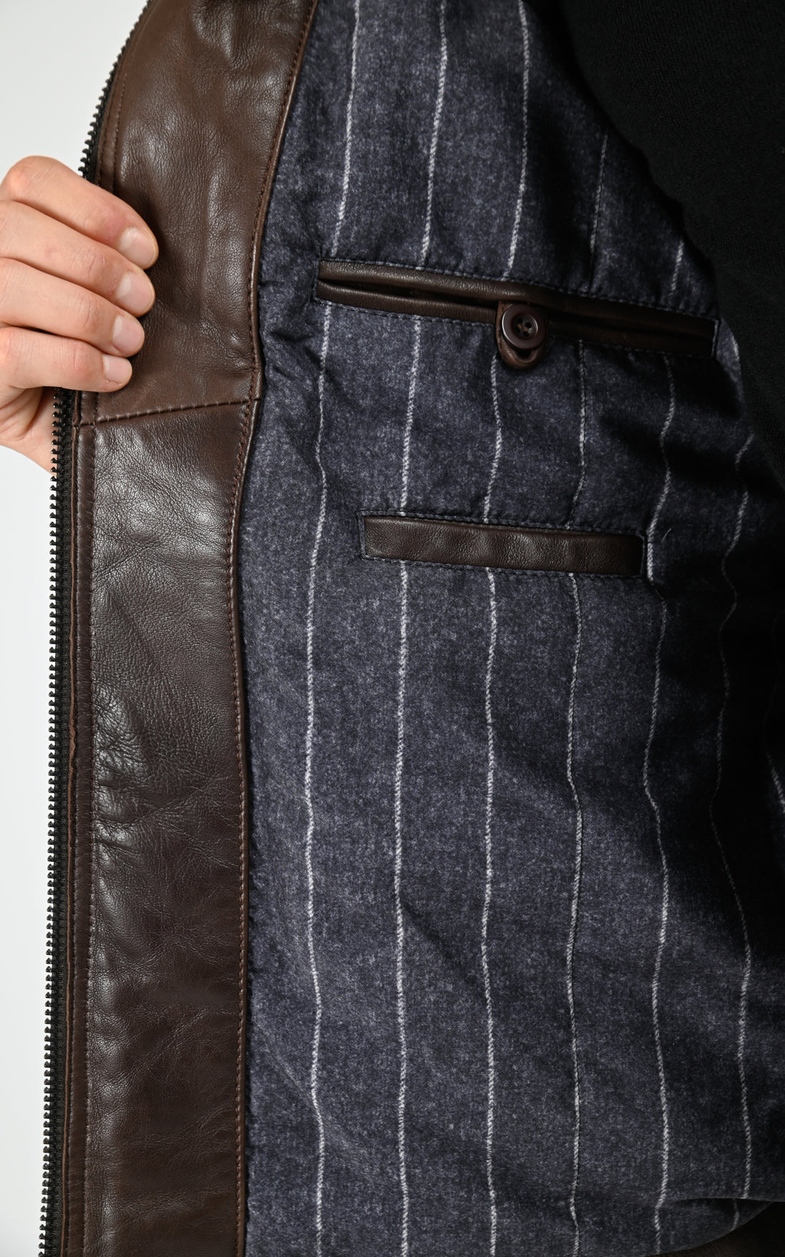 Blouson col montant cuir d&
