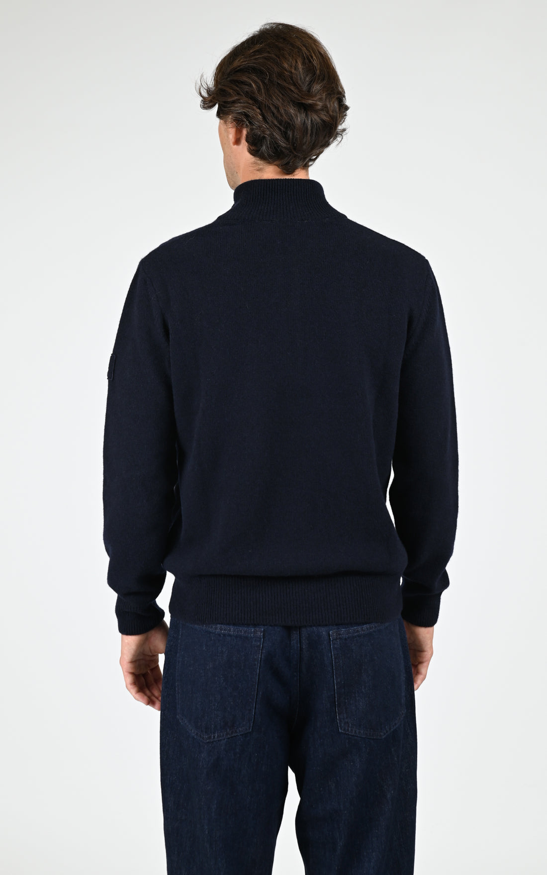 Pull à col montant bleu marine