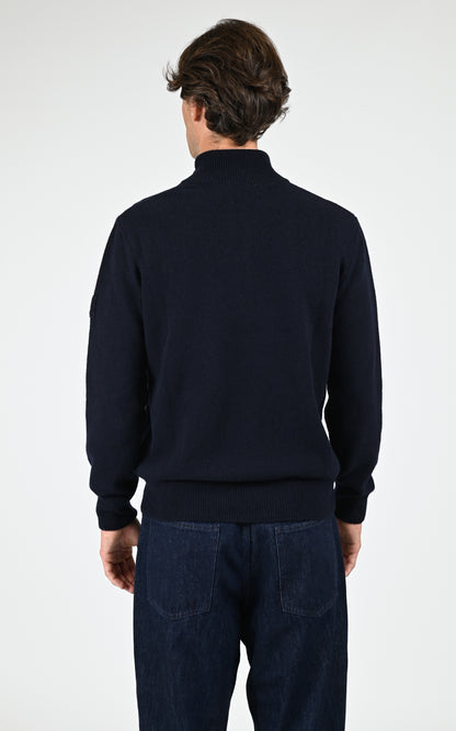 Pull à col montant bleu marine