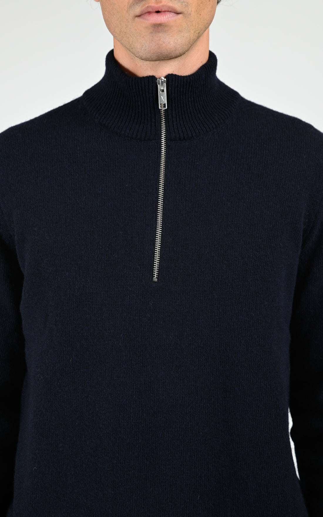 Pull à col montant bleu marine