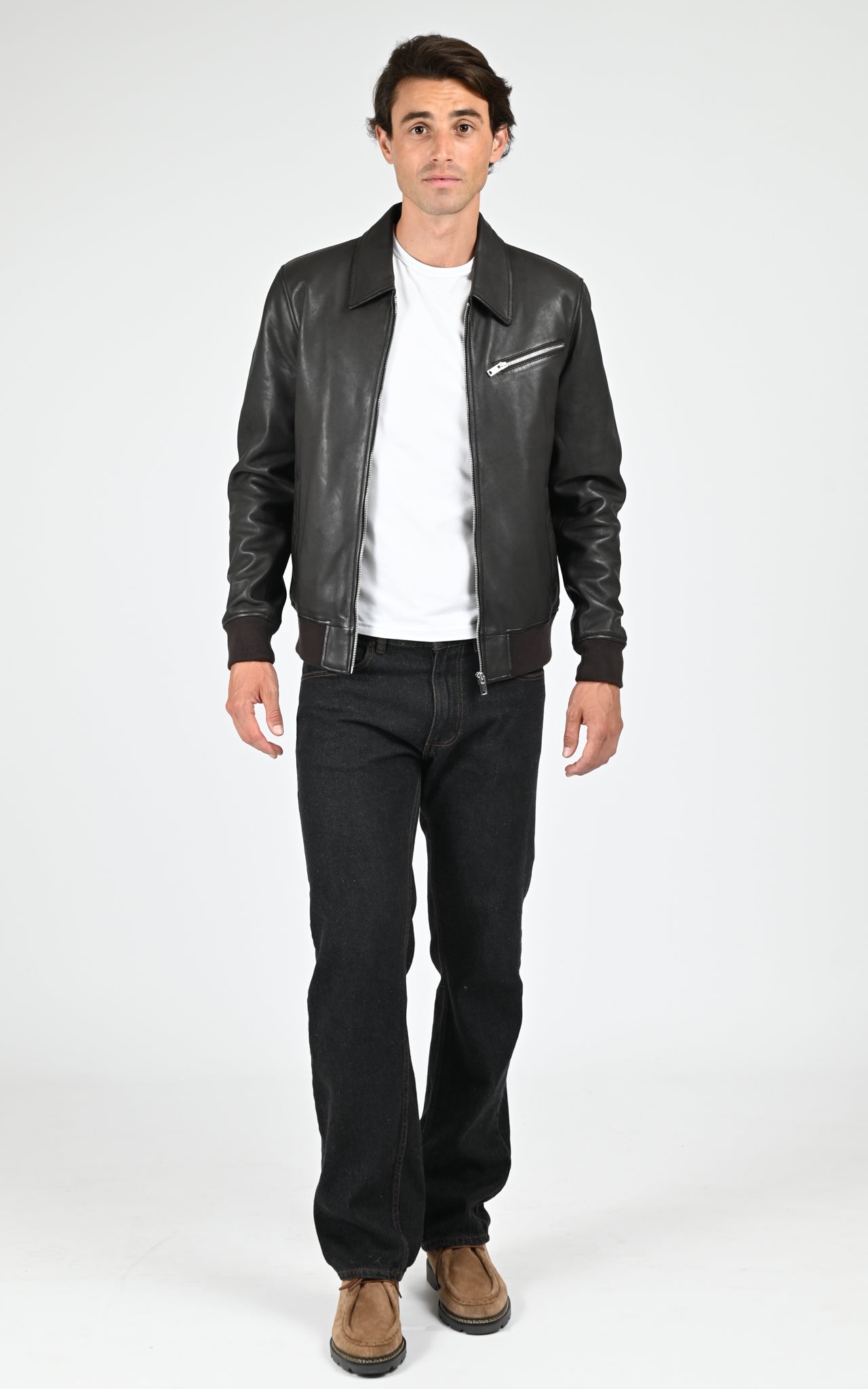 Blouson cuir Yury marron 2