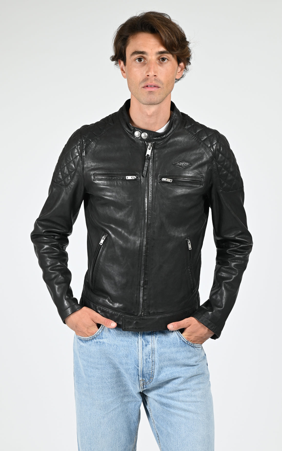 Blouson cuir agneau Cruise noir